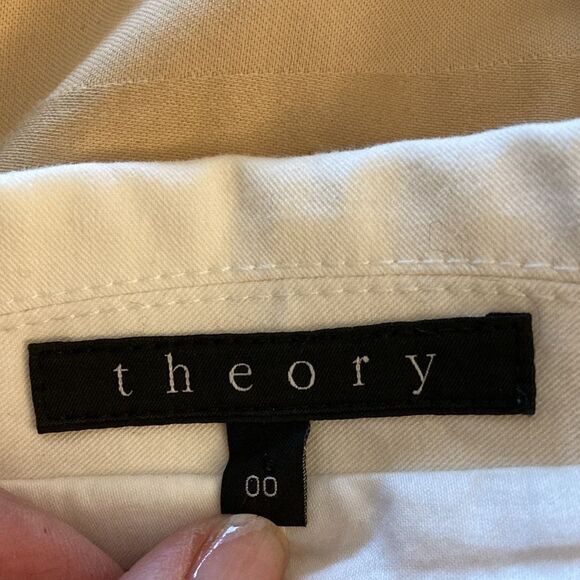 Theory One-Button Cotton Woman’s Blazer in Rice. Size 00. Made in USA. - Picture 7 of 8